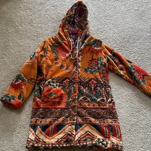 Johnny Was Blue Floral Embroidered Panel Jacket